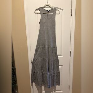 CAbi Heather Gray Tiered Maxi Dress